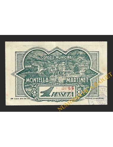 MONTELLA I MARTINET(Barcelona), 1 pesseta, 20 d'abril del 1937 