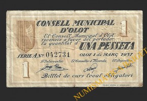 OLOT (Barcelona), 1 pesseta,1 de març del 1937 