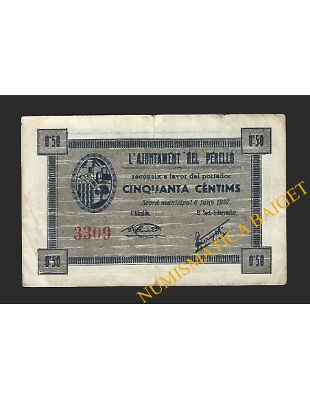 PERELLO, EL (Tarragona), 50 centims  6 de juny del1937