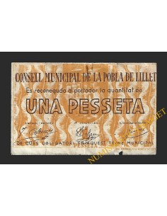 POBLA DE LILLET, LA  (Barcelona). 1 pesseta. 1937