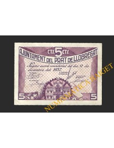 PRAT DE LLOBREGAT, EL (Barcelona). 5 centims 2 de desembre del 1937 