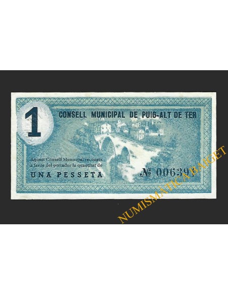 PUIG-ALT DE TER (Girona) 1 pesseta 4 de juliol del 1937 