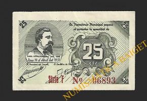 REUS (Tarragona) 25 centims 14 d'abril del 1937 A. Soler