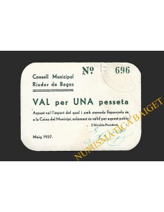 RIUDOR DE BAGES (Barcelona) 1 pesseta maig del 1937 