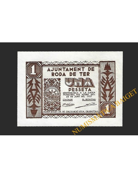 RODA DE TER (Barcelona) 1 pesseta, 25 de juny del  1937 