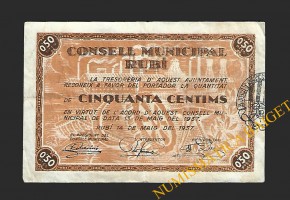 RUBÍ (Barcelona) 50 cèntims  14 de maig del 1937
