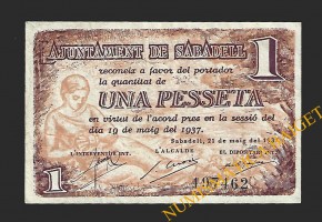 SABADELL (Barcelona) 1 pesseta  21 de maig del 1937