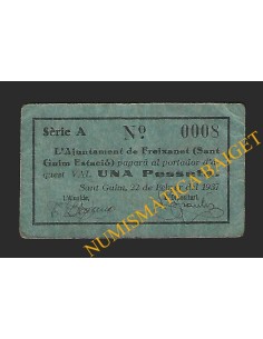  SANT GUIM DE FREIXANET (Lleida) 1 pesseta  22 de febrer del 1937