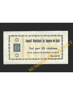 SEGARRA DE GAIÀ (Tarragona) 25 cèntims setembre del 1937
