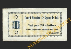 SEGARRA DE GAIÀ (Tarragona) 25 cèntims setembre del 1937