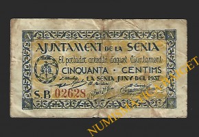 SÉNIA, LA (Tarragona) 50 cèntims juny del 1937