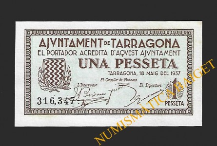 TARRAGONA 1 pesseta 18 de maig del 1937 