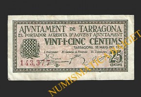 TARRAGONA 25 cèntims 18 de maig del 1937 