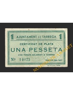TÀRREGA (Lleida) 1 pesseta febrer del 1937 