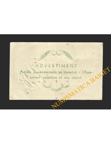 TÀRREGA (Lleida) 1 pesseta febrer del 1937 