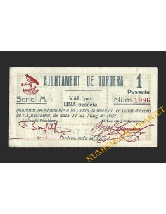 TORDERA (Barcelona) 1 pesseta 11 de maig del 1937  Serie A