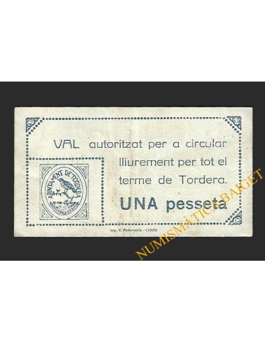 TORDERA (Barcelona) 1 pesseta 11 de maig del 1937  Serie A