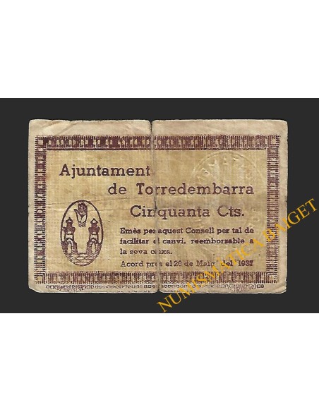 TORREDEMBARRA (Tarragona) 50 cèntims 20 de maig  del 1937 