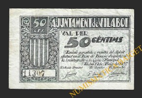 VILABOI (Barcelona) 50 cèntims, 19 de maig del 1937