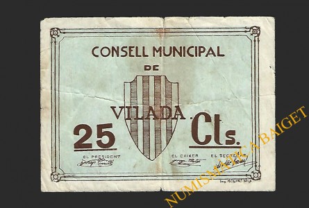 VILADA (Barcelona) 25 cèntims, 1937