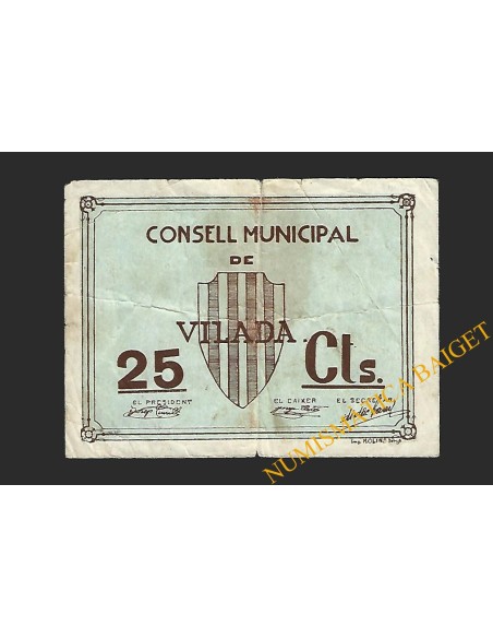 VILADA (Barcelona) 25 cèntims, 1937