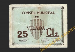 VILADA (Barcelona) 25 cèntims, 1937