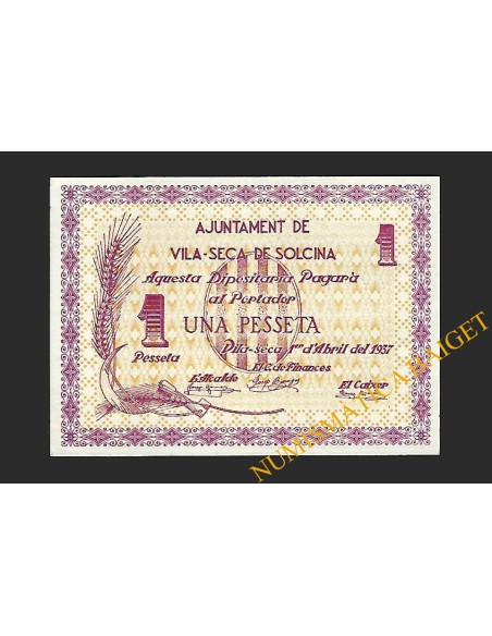 VILASECA DE SOLCINA (Tarragona) 1 pesseta 1 d'abril del 1937