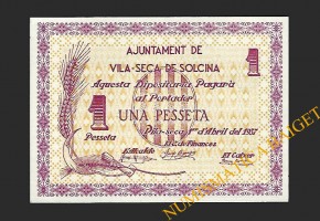 VILASECA DE SOLCINA (Tarragona) 1 pesseta 1 d'abril del 1937