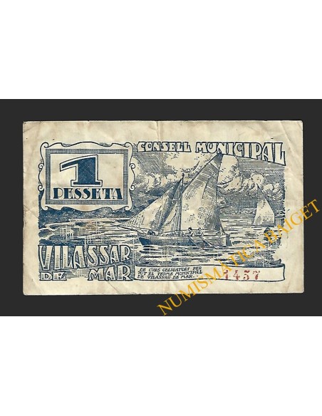 VILASSAR DE MAR (Barcelona) 1 pesseta 1937
