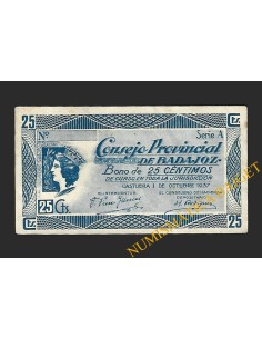 BADAJOZ 25 céntimos, 1 de octubre de 1937