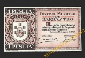 BARBASTRO (Huesca) 1 peseta,18 de agosto de 1937