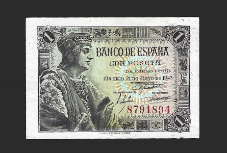 ESTADO ESPAÑOL 1 PESETA 23-05-43 SIN SERIE