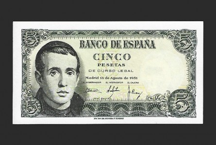 ESTADO ESPAÑOL 5 PESETAS 1951 SERIE 1D