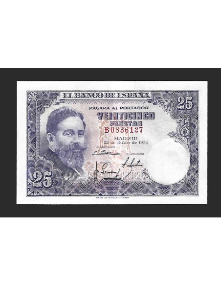 ESTADO ESPAÑOL 25 PESETAS 1954 SERIE B