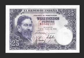 ESTADO ESPAÑOL 25 PESETAS 1954 SERIE B