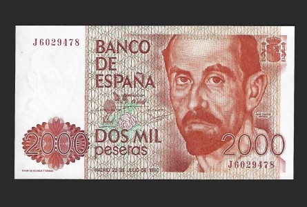 JUAN CARLOS I 2000 PESETAS 1980 SERIE J