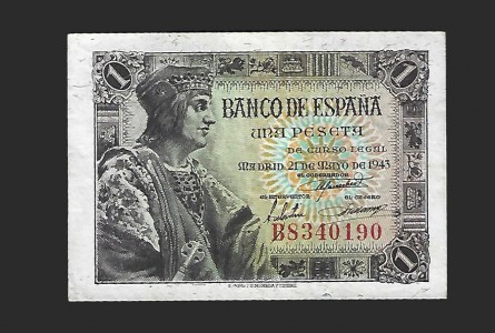 ESTADO ESPAÑOL 1 PESETA 1943 SERIE B