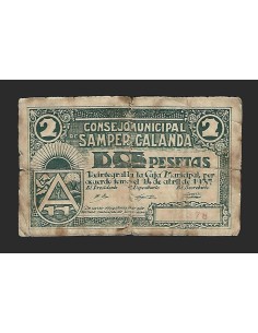 SAMPER DE CALANDA (Teruel) 2 pesetas 24 de abril de 1937