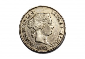ISABEL II  1866, 1 escudo, Madrid