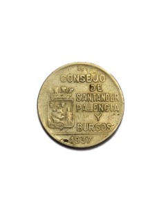 SANTANDER, PALENCIA Y BURGOS 1937. 1 peseta 