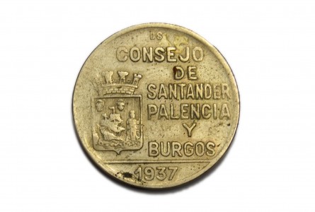 SANTANDER, PALENCIA Y BURGOS 1937. 1 peseta 