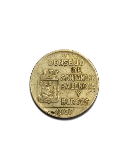 SANTANDER, PALENCIA Y BURGOS 1937. 1 peseta 