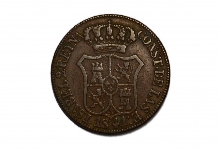 ISABEL II 1841, 6 Cuartos, Barcelona