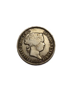 ISABEL II 1868, 50 centavos de peso, Manila