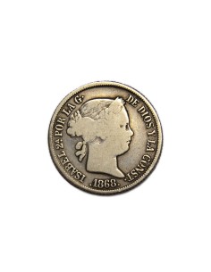ISABEL II 1868, 20 centavos, Manila