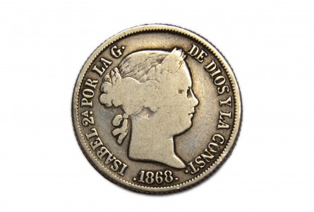 ISABEL II 1868, 20 centavos, Manila