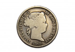 ISABEL II 1868, 20 centavos, Manila