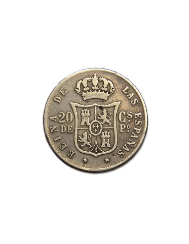 ISABEL II 1868, 20 centavos, Manila