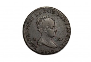 ISABEL II 1850, 4 maravedís, Jubia