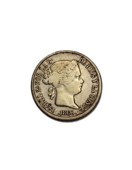 ISABEL II 1866, 40 Céntimos de Escudo, Madrid